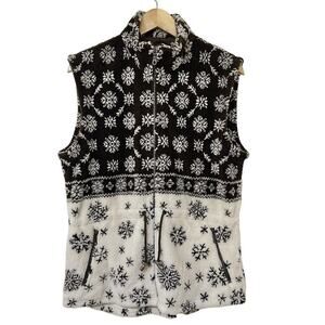 Tsunami Canada Women's Fleece‎ Snowflake Vest Size S Brown Cabincore Outdoors